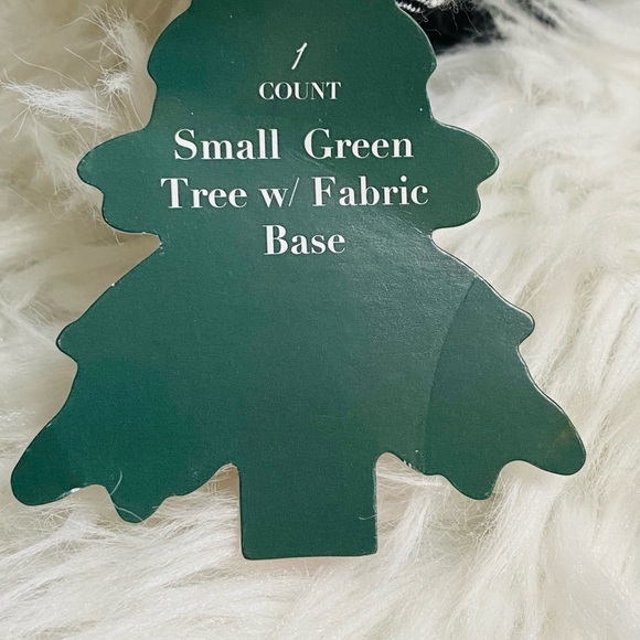 3 Small Green Trees With Plaid Fabric Weighted Base NEW - Picture 2 of 6
